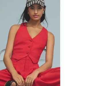 Anthropologie Maeve Slim Cropped Suiting Vest size M new nwt with tag red